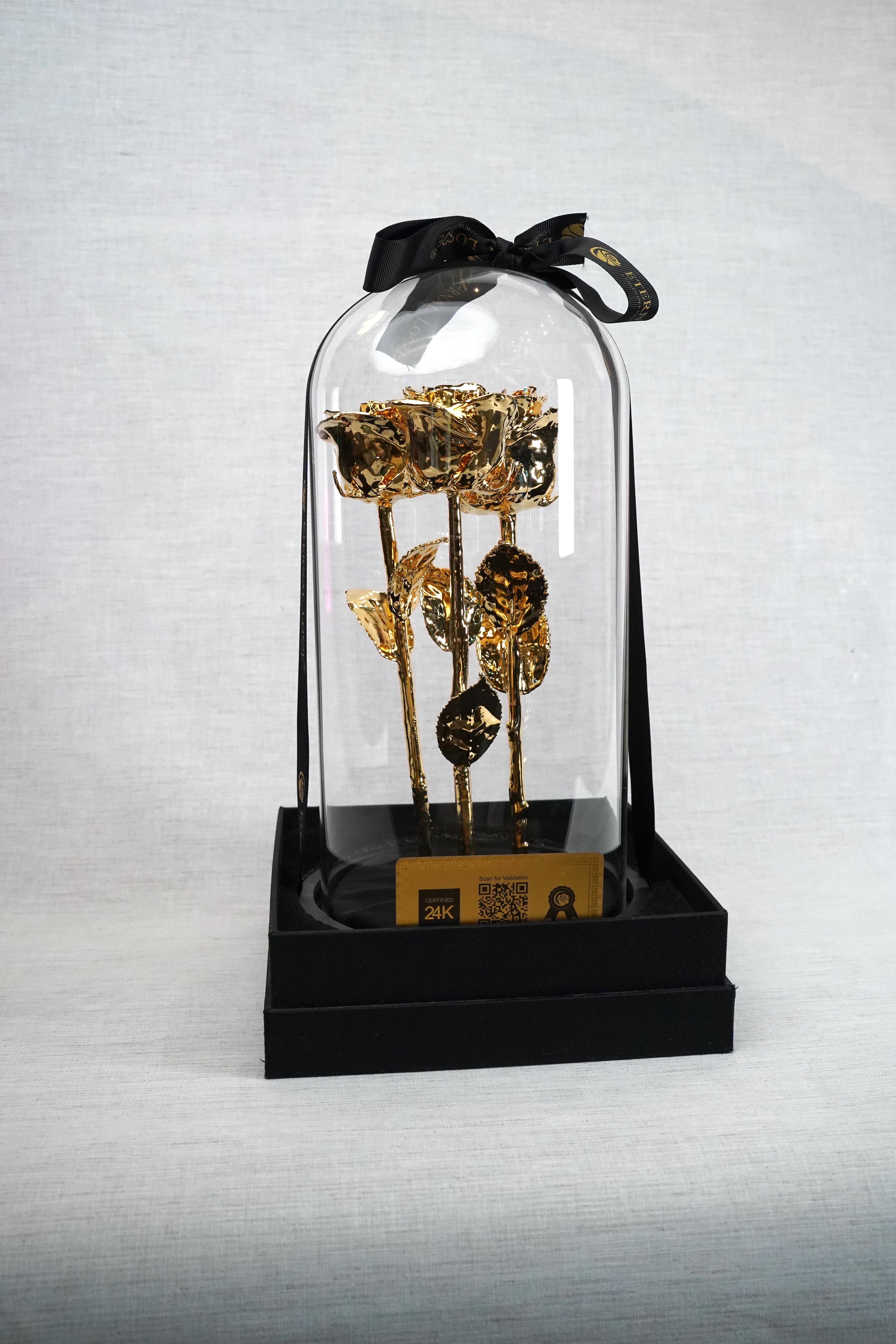 ETERNAL LOVE - Rosa eterna tripla - Sculpture di Eternal Love