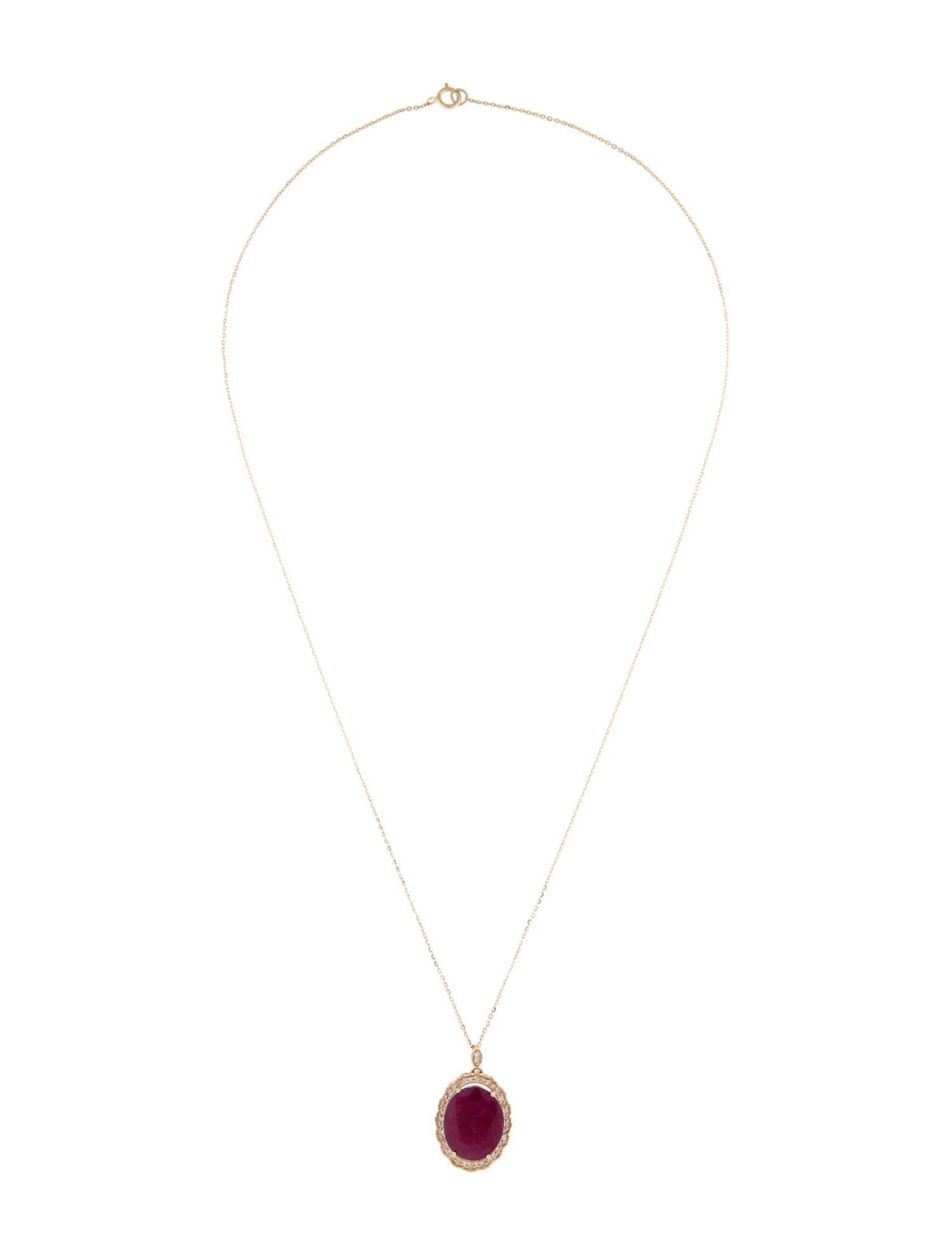 Brilliant Cut 14K 3.79ct Ruby & Diamond Pendant Necklace: Exquisite Luxury Statement Jewelry For Sale
