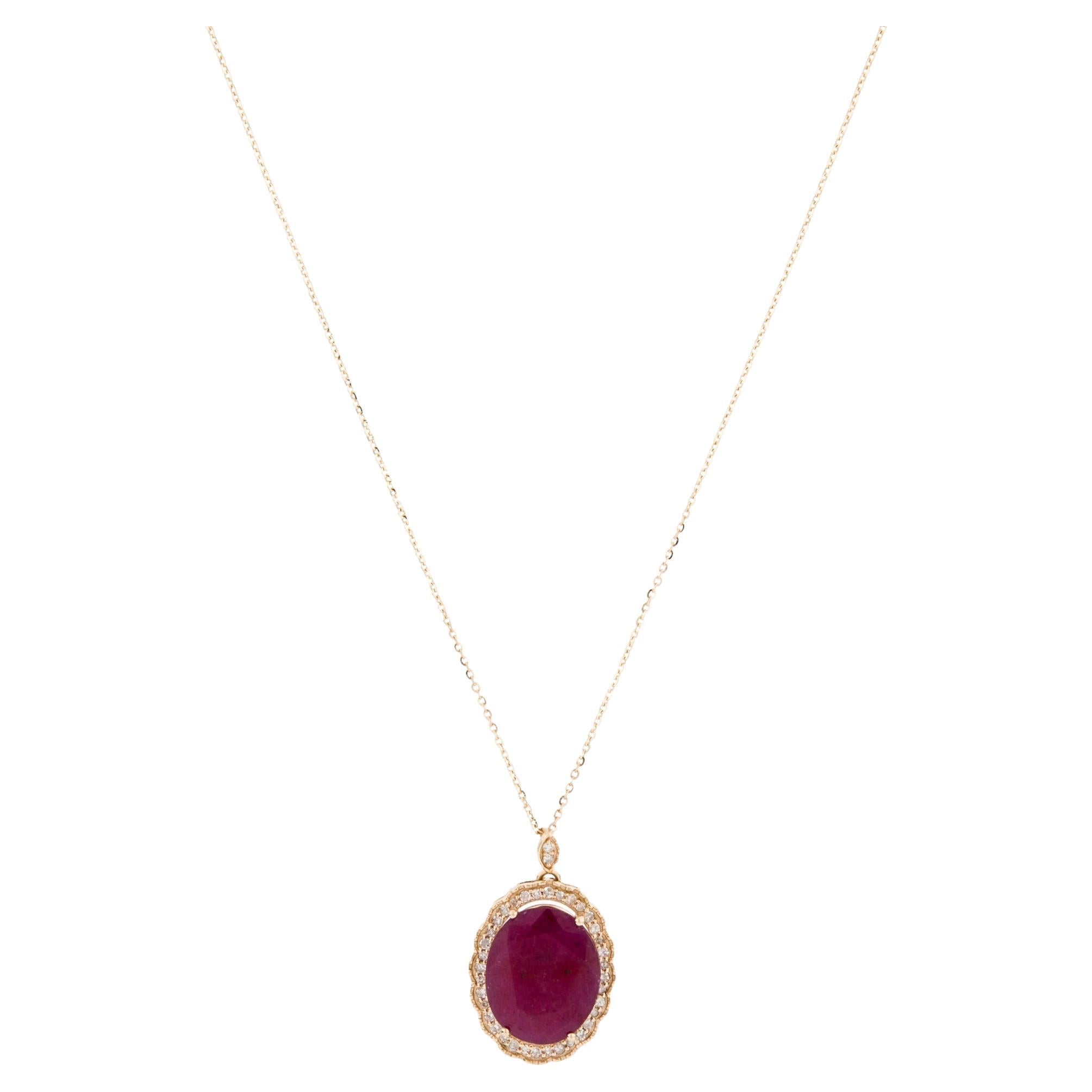 14K 3.79ct Ruby & Diamond Pendant Necklace: Exquisite Luxury Statement Jewelry For Sale