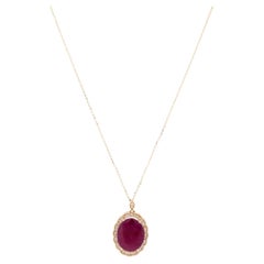 Collier pendentif 14K 3,79ct rubis et diamant : Bijoux de luxe exquis