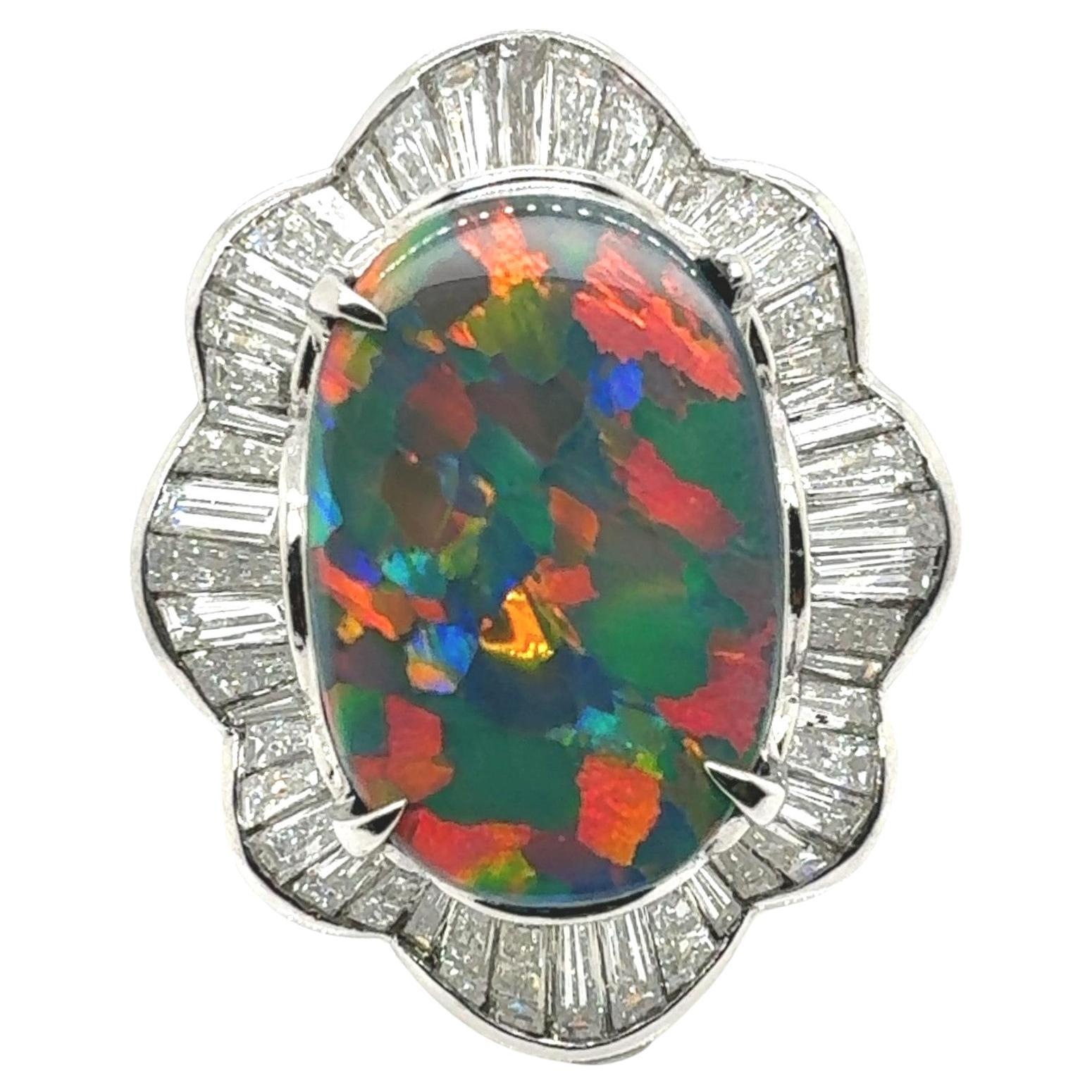 Eternal Radiance 13.16 Carat Black Opal Oval Ring For Sale