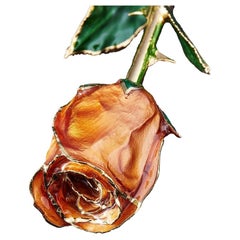 Eternal Rose Herbst-Leuchte, hellorange, echte Rose in 24k Gold mit LED- Anzeige