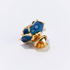 Eternal Rose Blue Velvet Lapel Pin, Blue, Gold-Dipped Real Rose, 24k Gold
