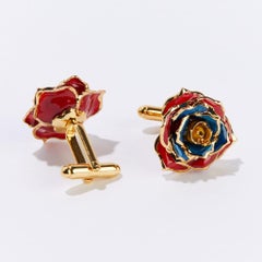 Eternal Rose Breath of Armenia Cufflinks Gold-Dipped Real Rose, 24k Gold, Glossy