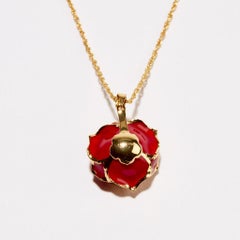 Eternal Rose Breath of Armenia Necklace, Gold-Dipped Real Rose, 24k Gold, Glossy