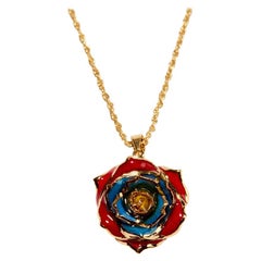 Eternal Rose Breath of Armenia Halskette, Gold-gefärbte echte Rose, 24k Gold, glänzend