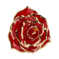 Alfiler de solapa Eternal Rose Burgundy Bliss, rojo, rosa auténtica bañada en oro de 24 quilates