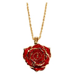 Eternal Rose Burgundy Bliss Necklace, Red, Gold-Dipped Real Rose, 24k Gold