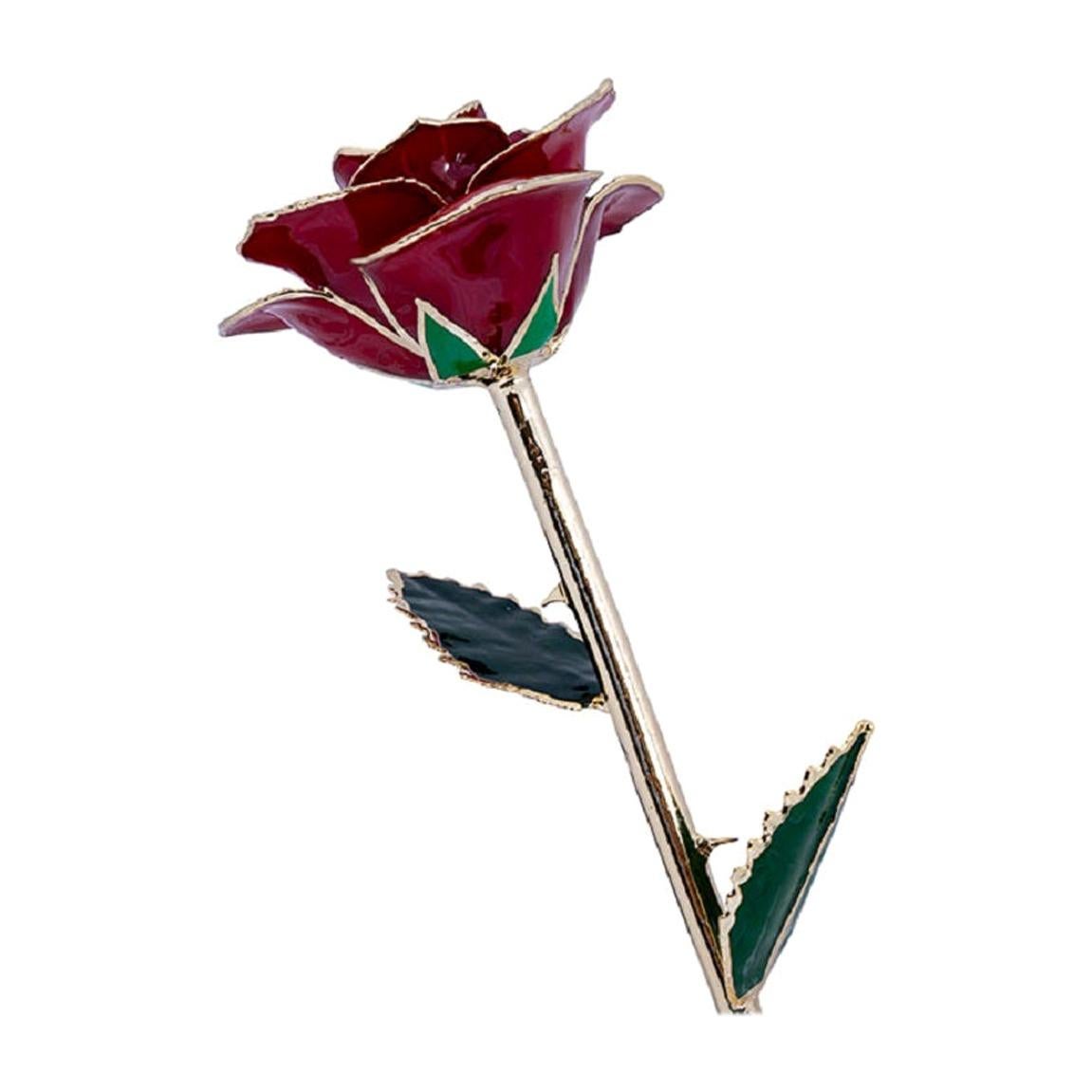 Eternal Rose Burgundy Bliss, Red, Real Rose in 24k Gold w/ LED Display