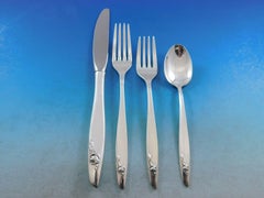 Ensemble de couverts en argent sterling pour huit personnes 44 pièces Eternal Rose par Alvin, Neuf