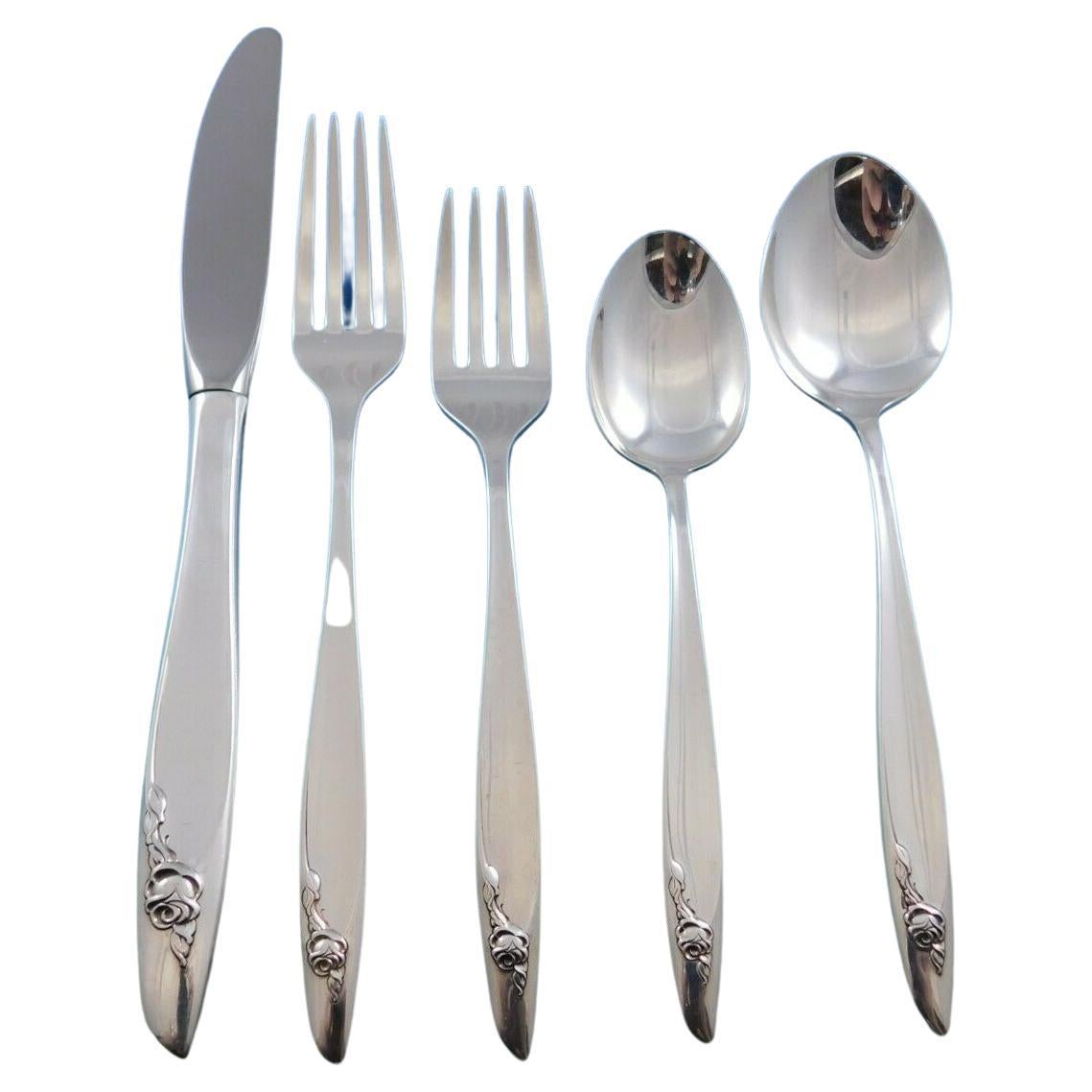 Eternal Rose by Alvin Sterling Silver Flatware Set For 8 Service 44 Pieces New For Sale