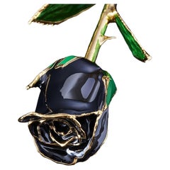 Eternal Rose Dusky Noir, Black, Real Rose in 24k Gold w/ LED Display