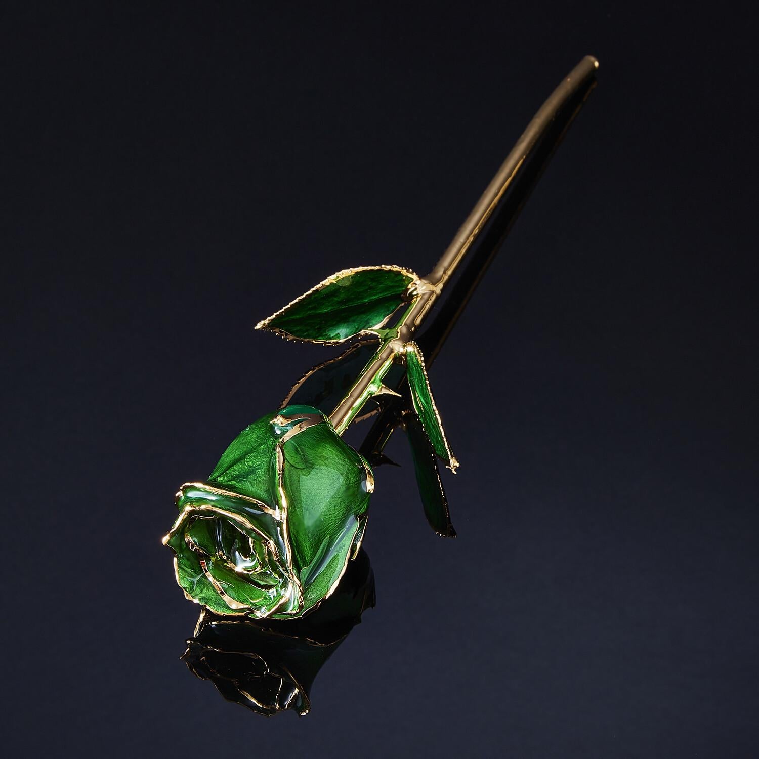 Green Eternal Rose Eternal Jade, Emerald, Real Rose in 24k Gold w/ LED Display For Sale