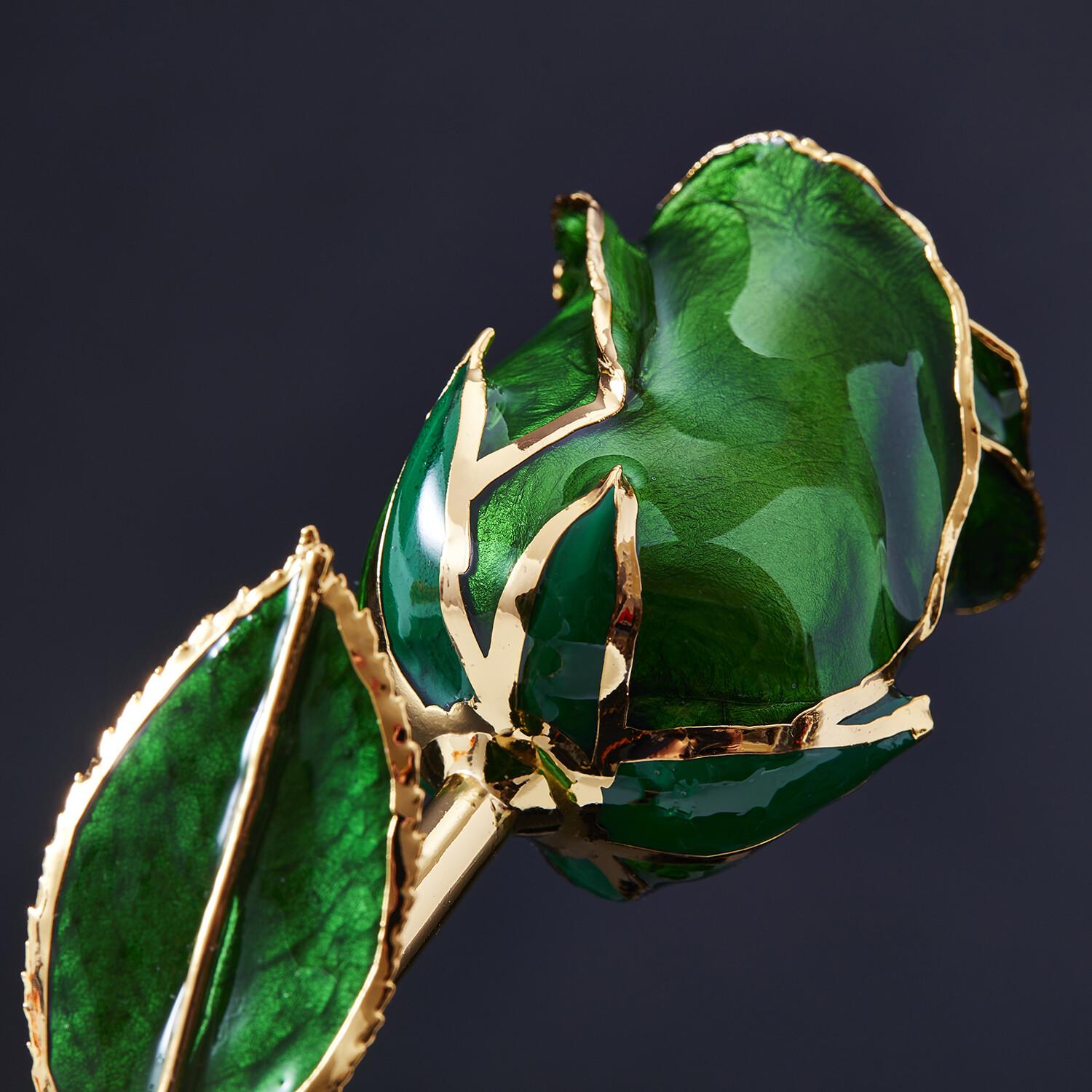 Women's or Men's Eternal Rose Eternal Jade, Emerald, Real Rose in 24k Gold w/ LED Display For Sale