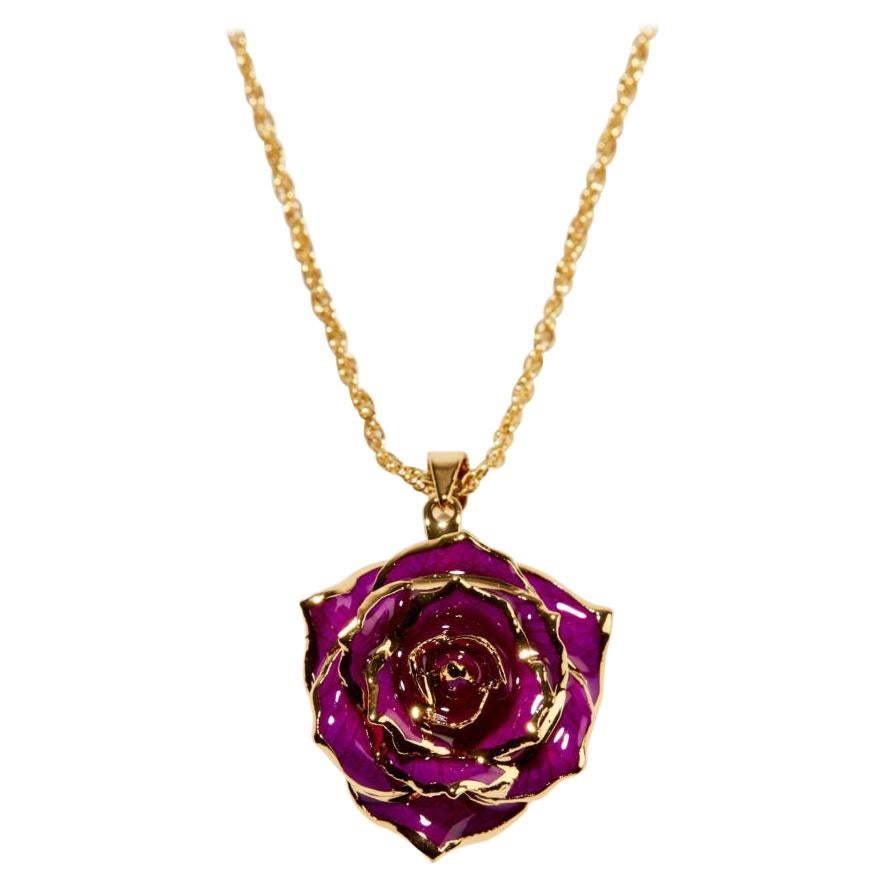 Eternal Rose Fuchsia Bloom, Purple, Gold-Dipped Real Rose, 24k Gold, Glossy For Sale