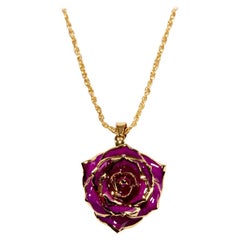 Eternal Rose Fuchsia Bloom, Purple, Gold-Dipped Real Rose, 24k Gold, Glossy