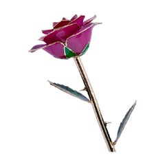 Used Eternal Rose Fuchsia Bloom, Purple, Real Rose in 24k Gold w/ LED Display