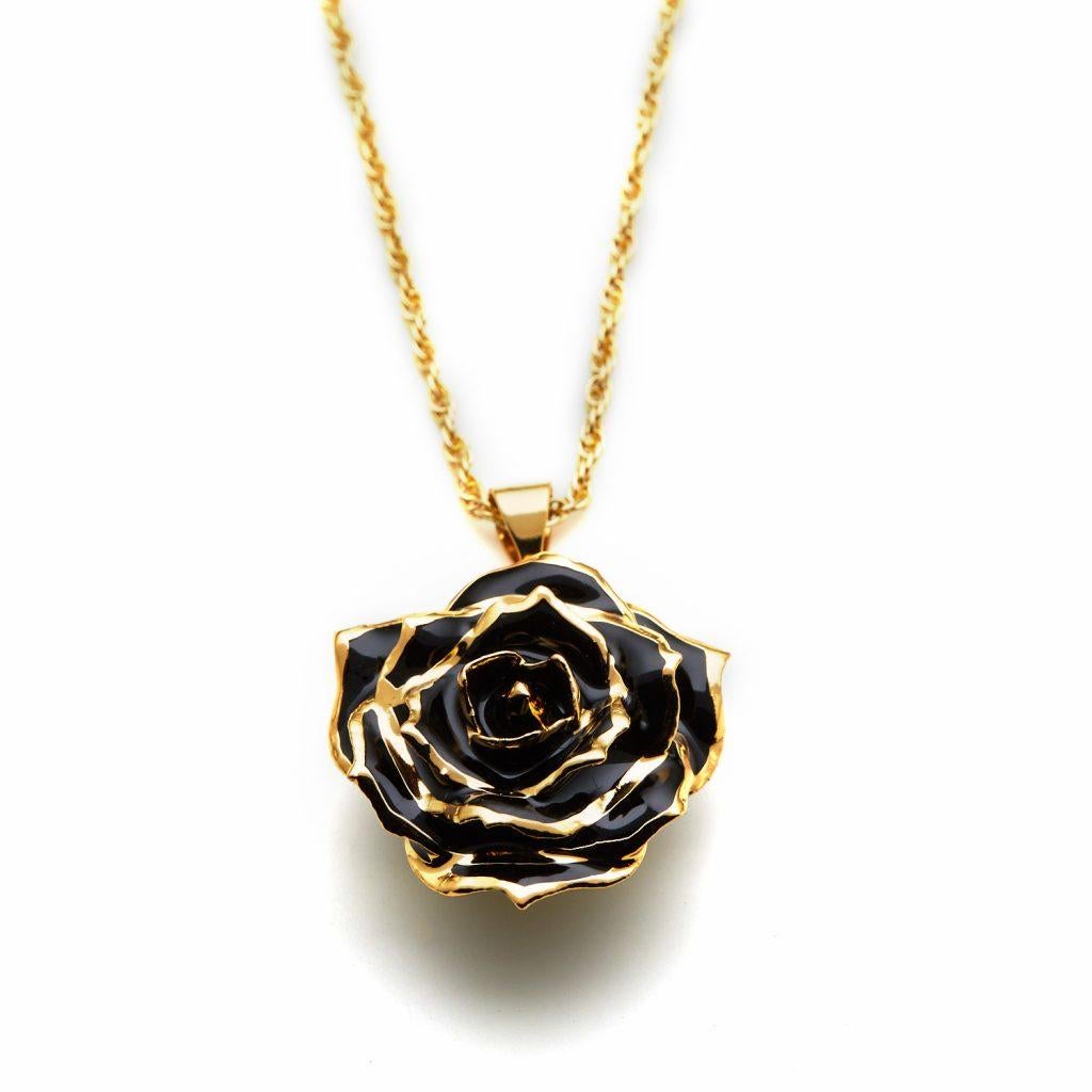 Our Midnight Promise Eternal Necklace will charm the one you love with its stunningly dark real rose petals and enchanting gold adornment. Symbolic of undying love and life-long commitment, your special someone will treasure our unique floral
