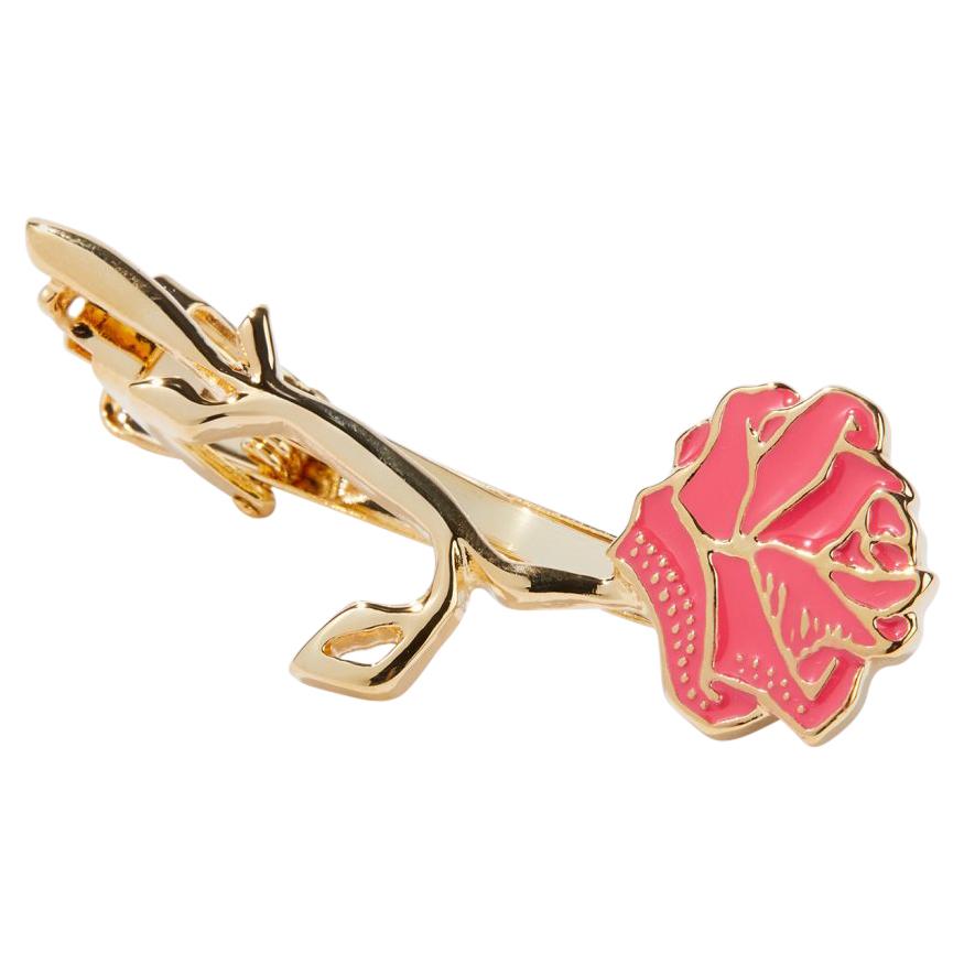 Eternal Rose Pink Perfection Tie Clip, Dipped in 24k Gold, Glossy For Sale