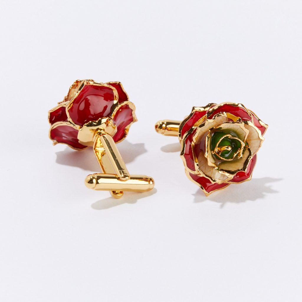 Our custom-made Revolutionary Rose of Lebanon Eternal Cufflinks are bursting with the vibrancy and strength of the Lebanese people.  Gold-trimmed petals proudly painted in the colors of the Lebanese flag represent the beauty of Lebanon that will
