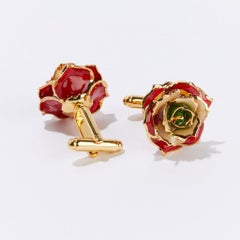 Manschettenknöpfe aus eternal Rose Revolutionary Rose of Lebanon, Real Rose, 24k Gold