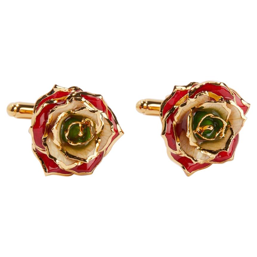 Eternal Rose Revolutionary Rose of Lebanon Cufflinks, Real Rose, 24k Gold For Sale