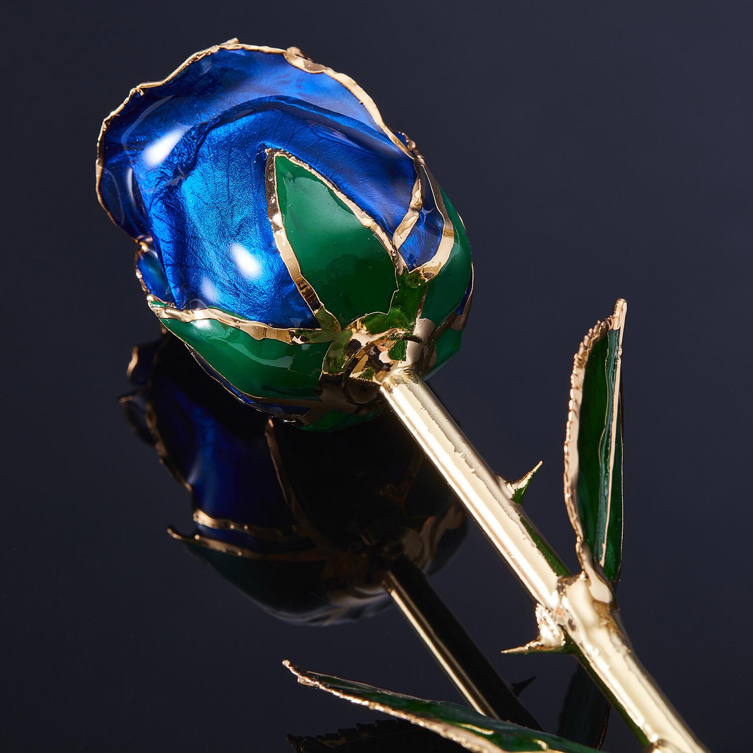 Eternal Rose Sapphire Desire, Blue, Real Rose in oro 24k con display a LED In condizioni Nuovo in vendita a Belmont, MA