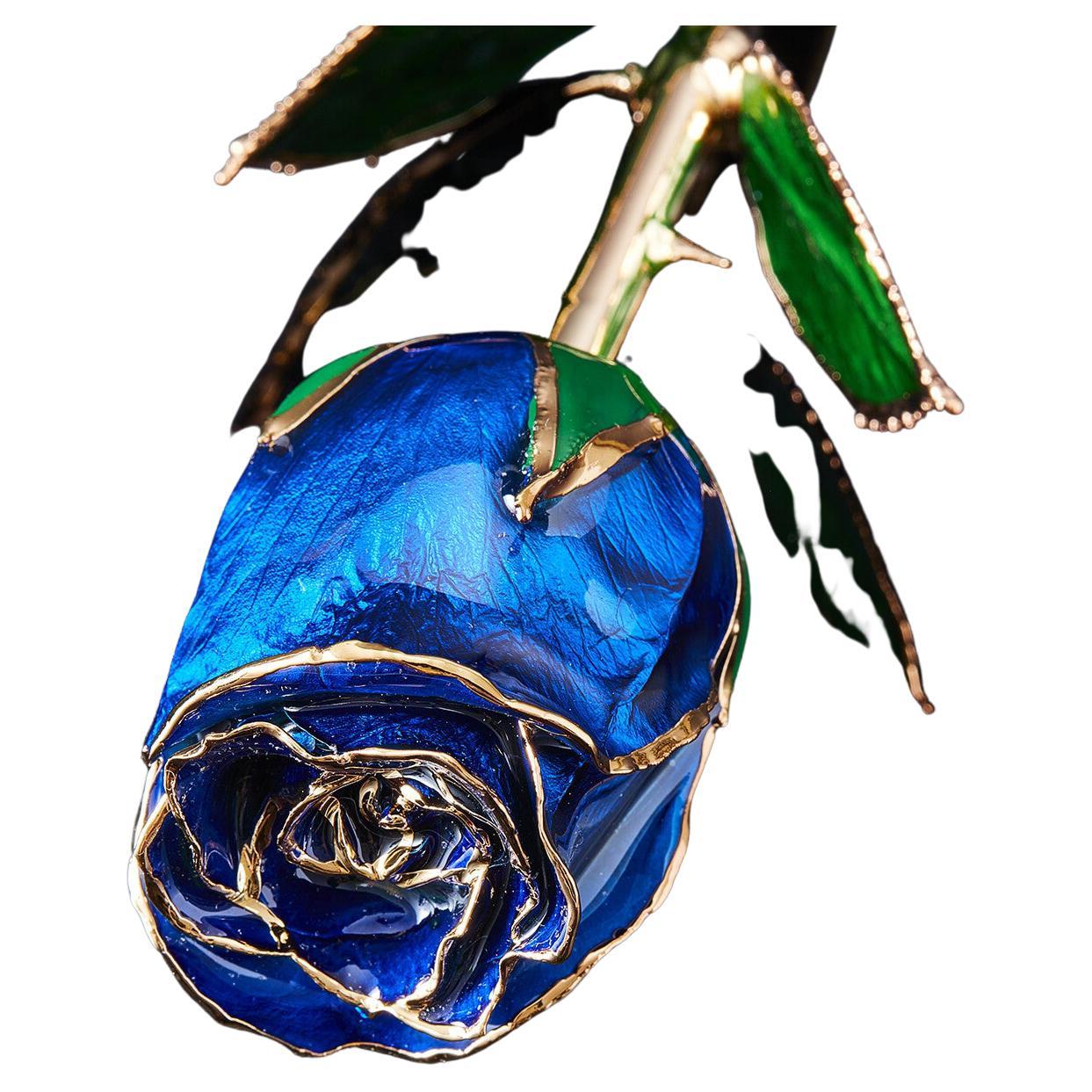 Eternal Rose Sapphire Desire, Blue, Real Rose in 24k Gold w/ LED Display