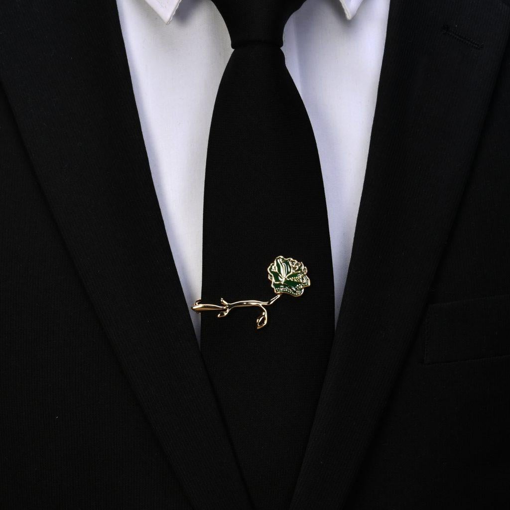 Pince à cravate en forme de brise d'été en or 24 carats et rose éternel, brillante Neuf - En vente à Belmont, MA