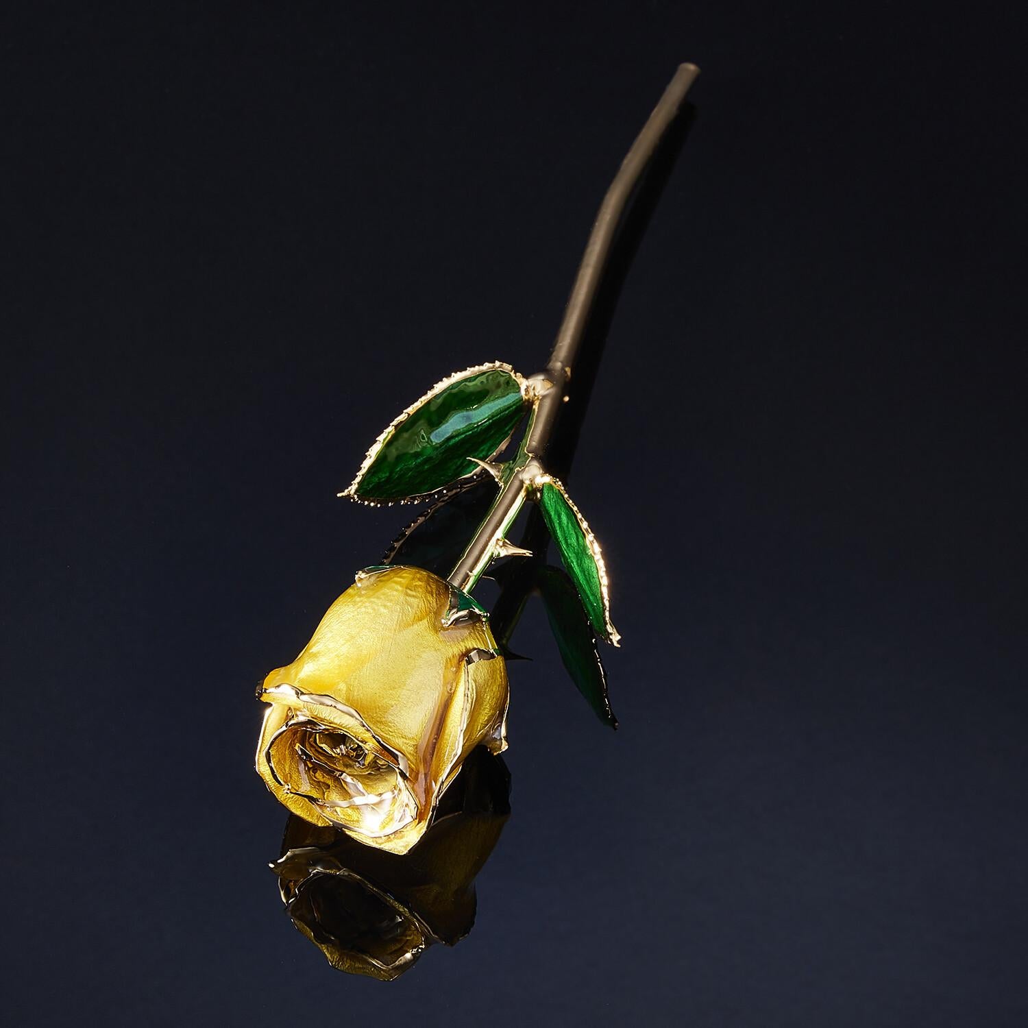 Eternal Rose Sunflower Dreams, Gelb, Real Rose in 24k Gold mit LED- Display für Damen oder Herren im Angebot