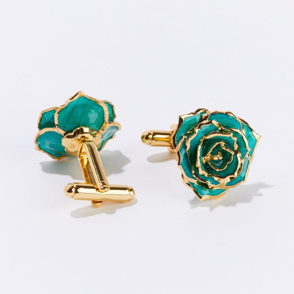 Delicately handcrafted and framed in gold, our Teal Rhapsody Eternal Cufflinks are both fun and whimsical.  These one-of-a-kind floral treasures are perfect for the one who likes to add a personal touch to their style. Made by nature and masterfully
