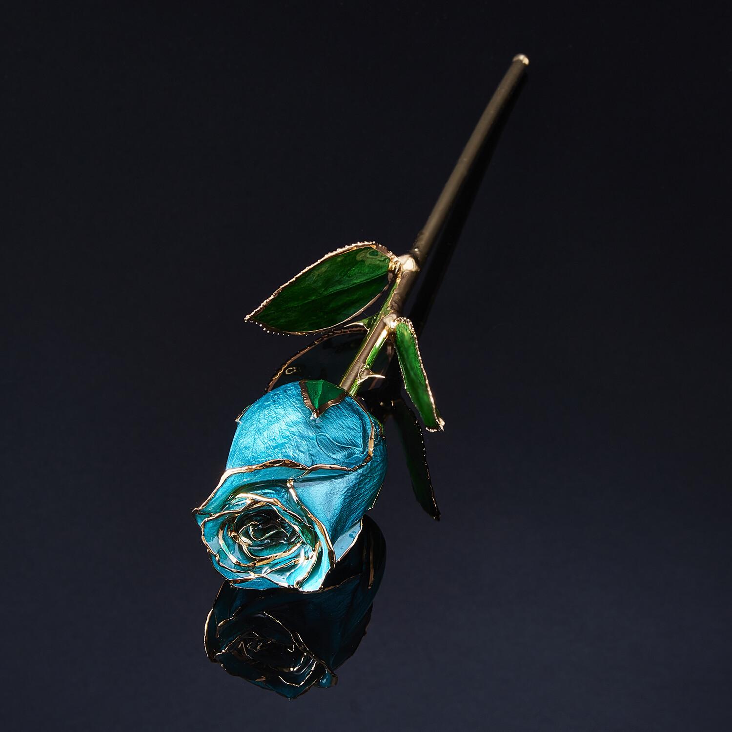 Eternal Rose Tear Drops, Ocean Blue, Real Rose in 24k Gold mit LED Display im Zustand „Neu“ im Angebot in Belmont, MA