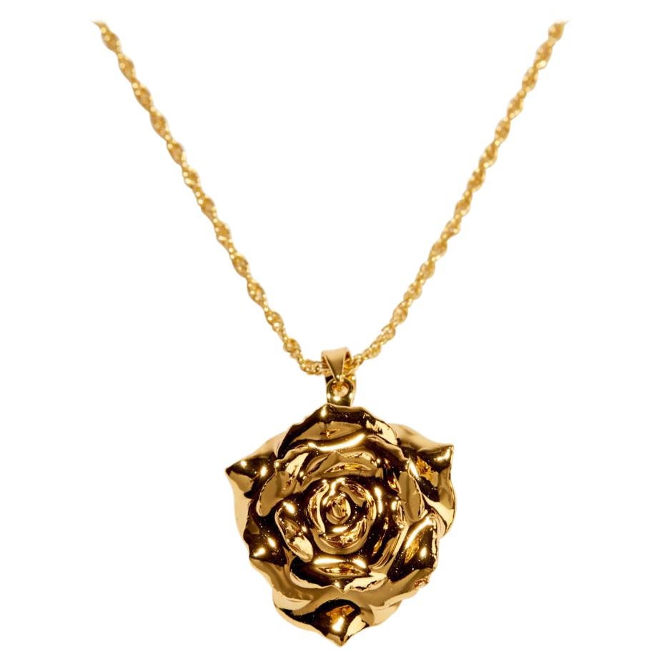 Eternal Rose Wedding Bliss Necklace, Gold, Gold-Dipped Real Rose, 24k Gold For Sale