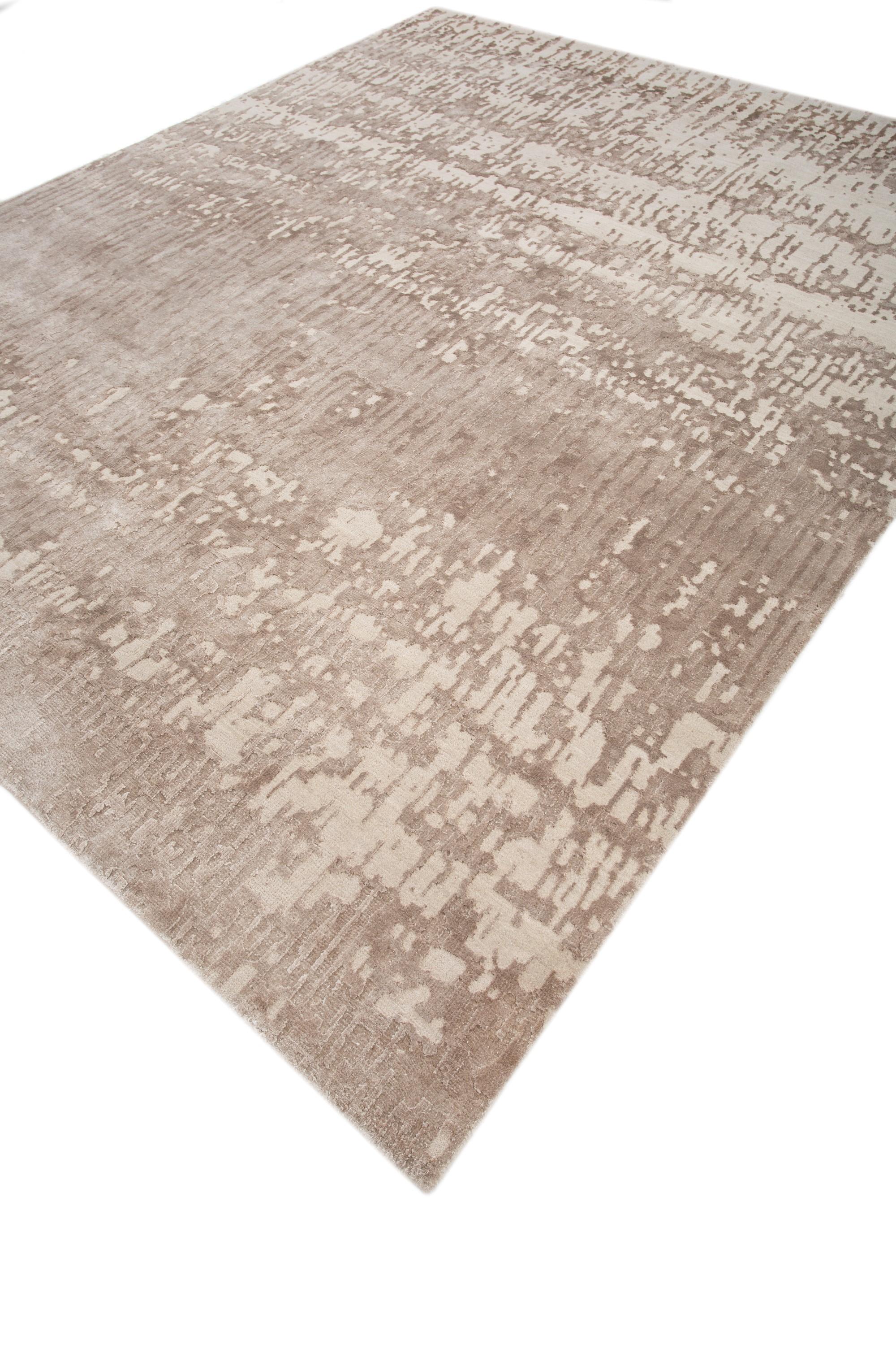 Moderne Tapis noué à la main, sable blanc et blanc antique, 240 x 300 cm en vente