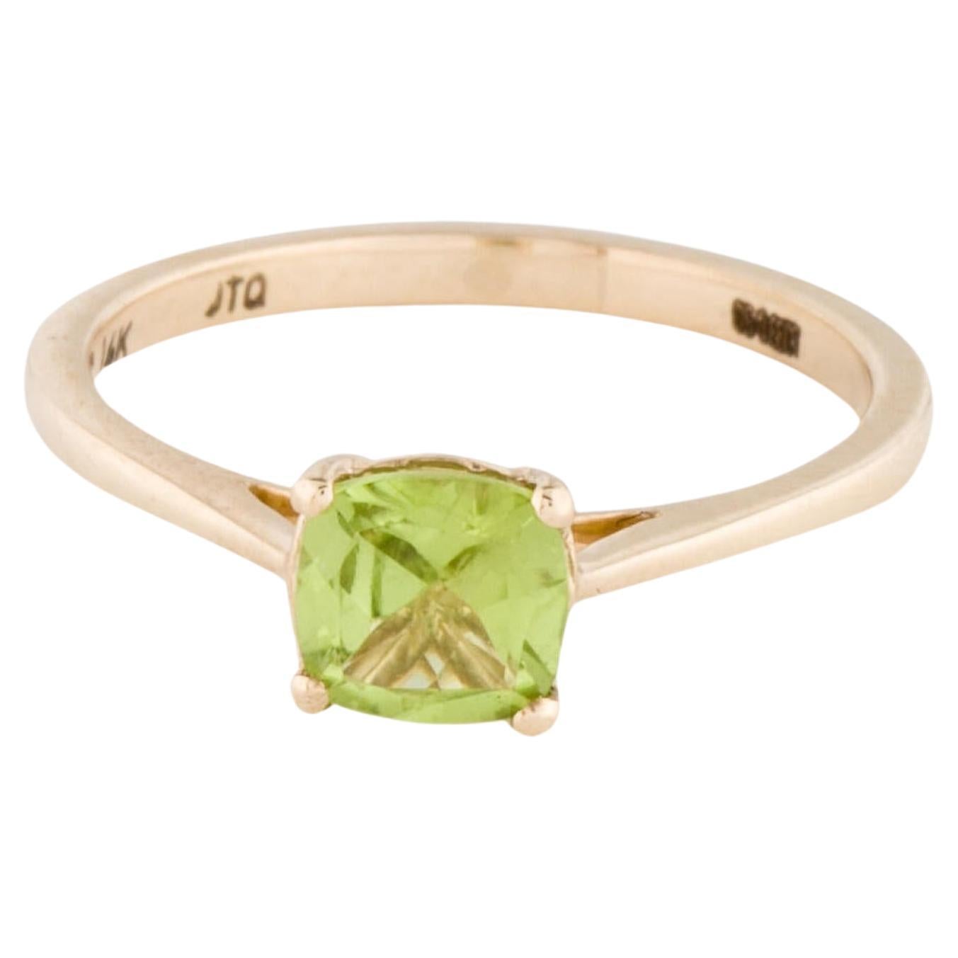 Exquisite 14K Peridot Solitaire Cocktail Ring - Size 6.75 - Elegant & Timeless For Sale