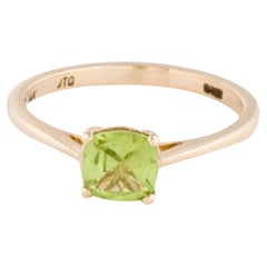 Exquisite 14K Peridot Solitaire Cocktail Ring - Size 6.75 - Elegant & Timeless