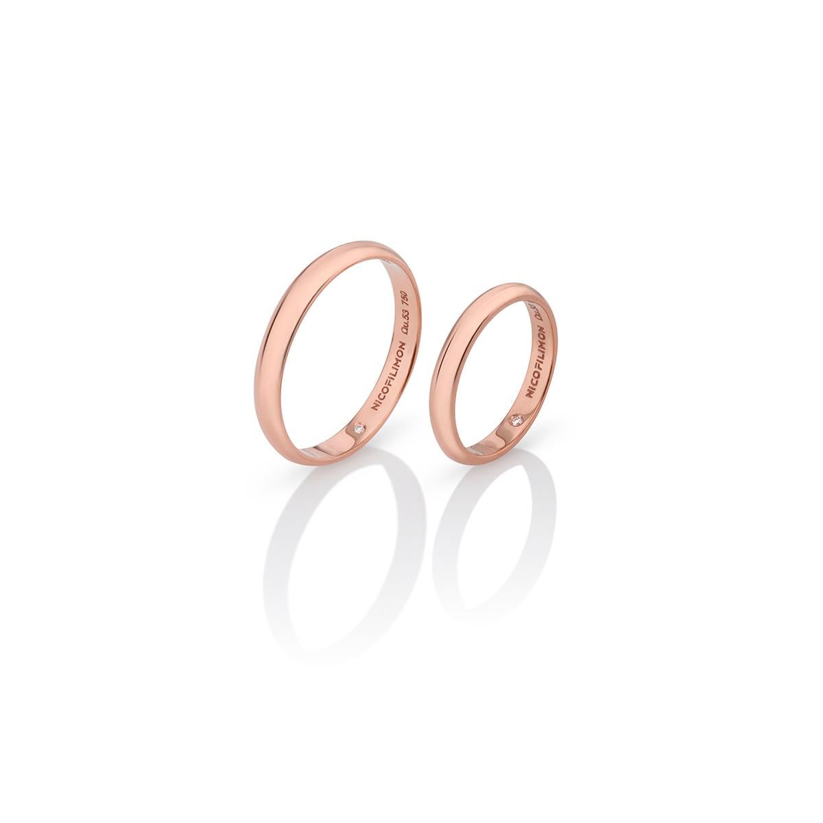 Fede nuziale eterna con un diamante taglio Brilliante in oro rosa 18Kt In condizioni Nuovo in vendita a Athens, GR