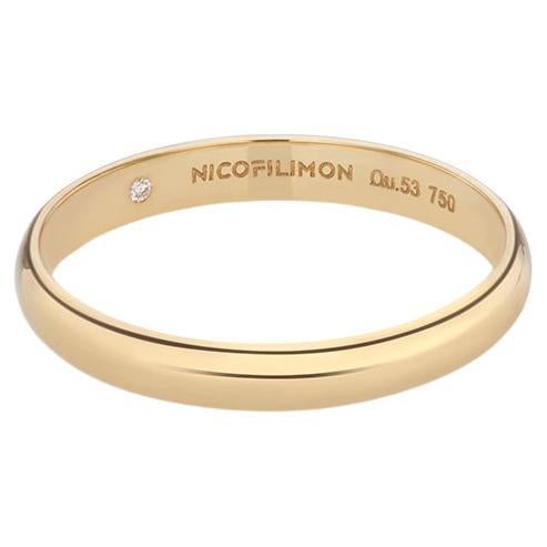 Eternal Wedding Band with One Brilliant Cut Diamond in 18Kt Yellow Gold