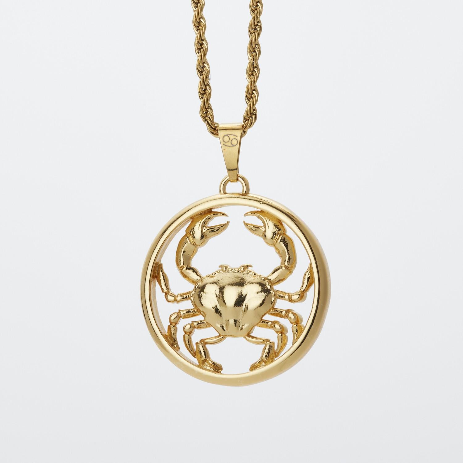 Eternally Cancer, Pendant Necklace Dipped in 24k Gold In New Condition For Sale In Belmont, MA