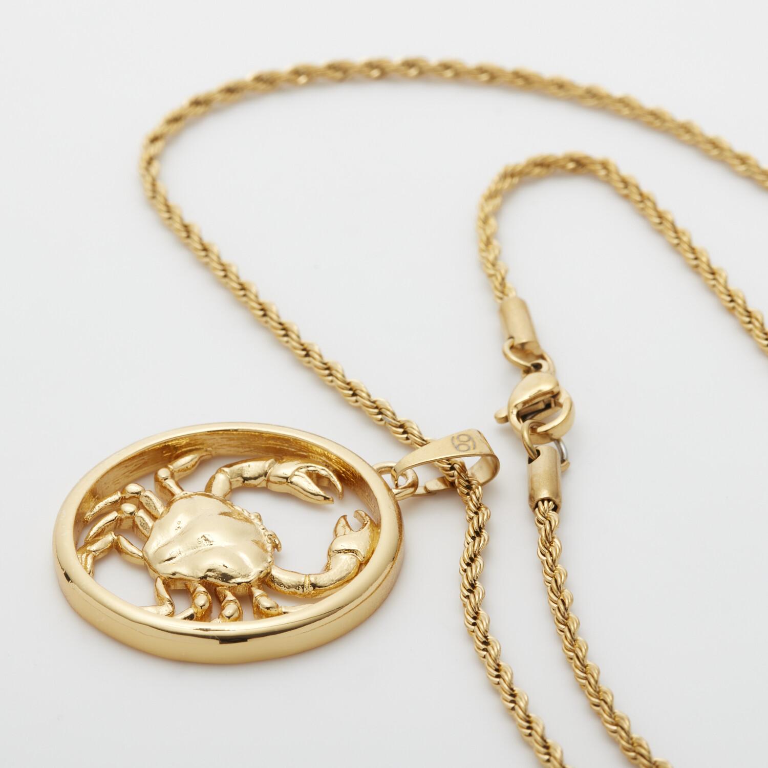 Women's or Men's Eternally Cancer, Pendant Necklace Dipped in 24k Gold For Sale