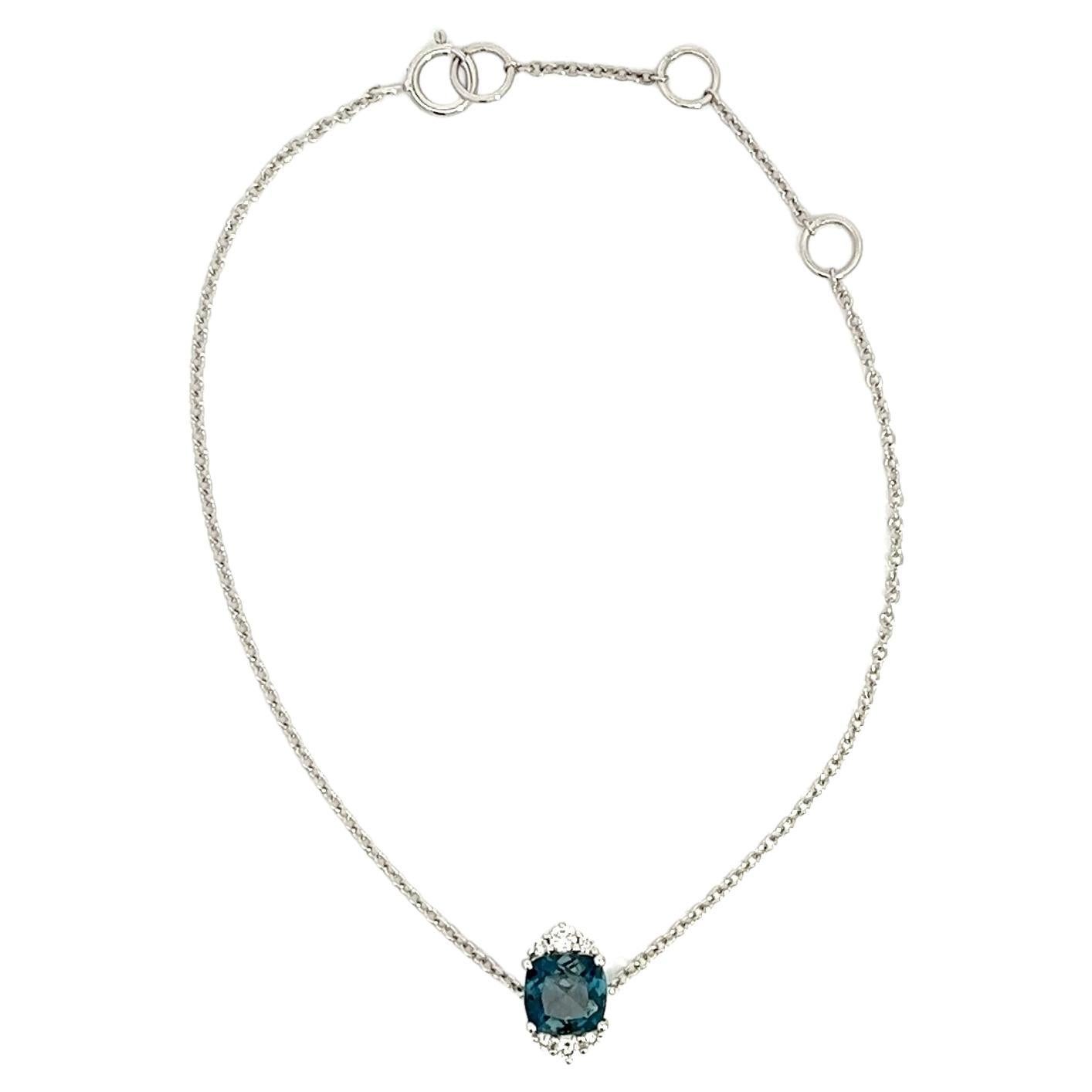 Bracelet Eternelle Diamant Londres Topaze Bleue Or Blanc pour Elle en vente