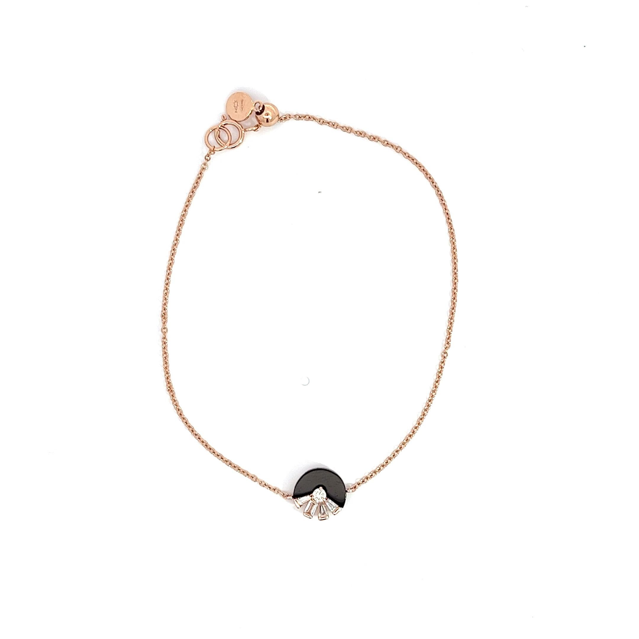Eternelle Bracelet Diamond Onyx Rose Gold for Her In New Condition For Sale In Montreux, CH
