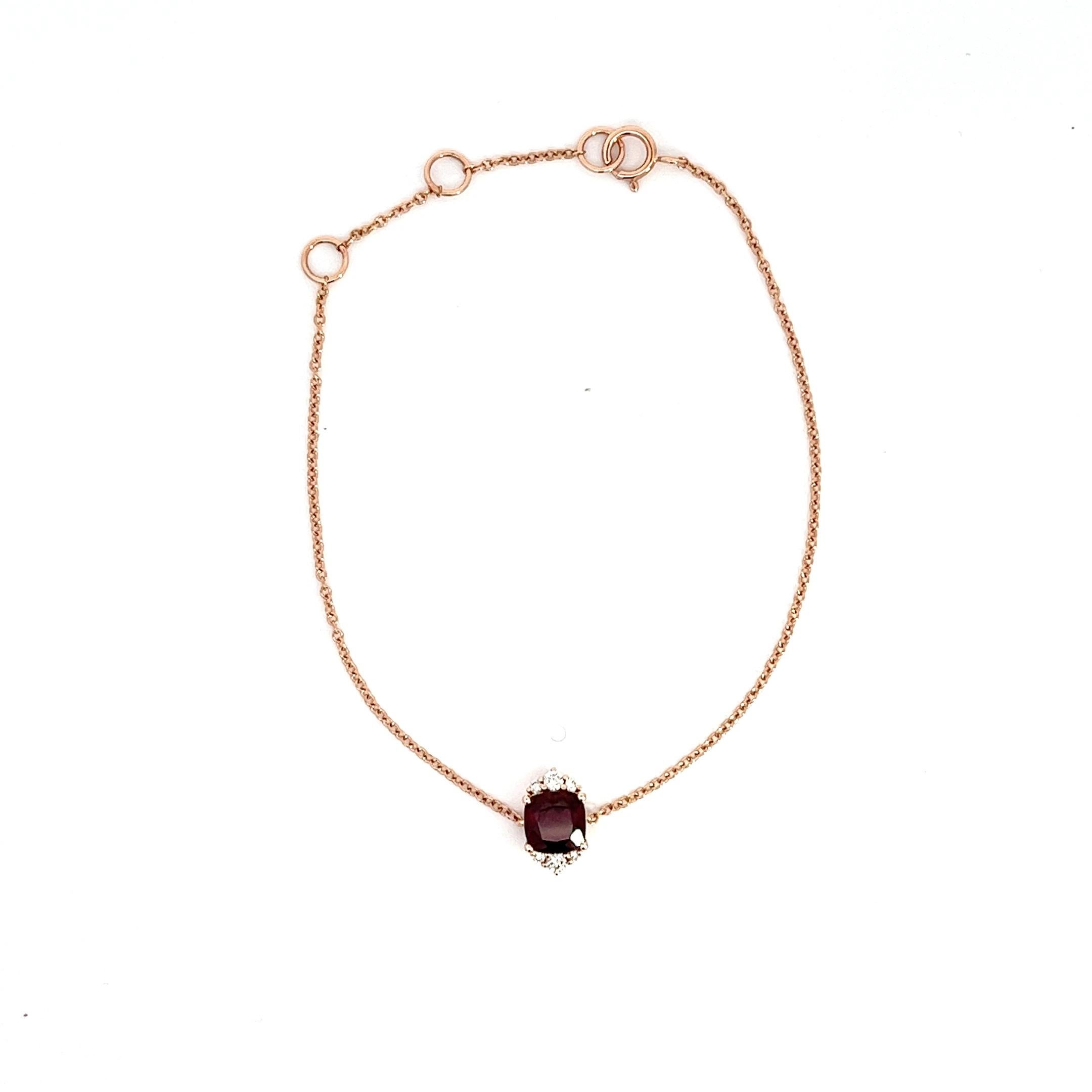 Women's Eternelle Bracelet Garnet Diamond Rose Gold for Her For Sale