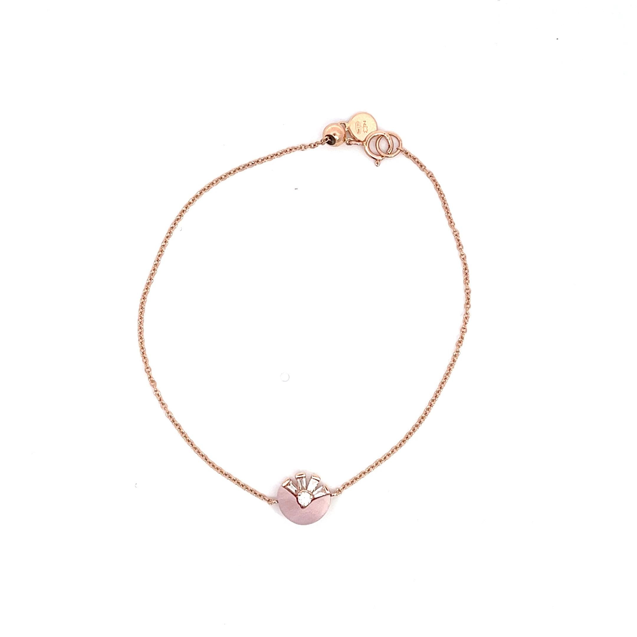 14K Rose Gold Bracelet

Diamonds 1 - 0.043cts

TP 4 - 0.086cts

Pink Mother of Pearl 1 - 0.69cts

Weight 1.526g

SKU 043048-001


With a heritage of ancient fine Swiss jewelry traditions, NATKINA is a Geneva based jewellery brand, which creates
