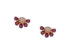 Eternelle Earrings Diamond Garnet Rose Gold Studs for Her
