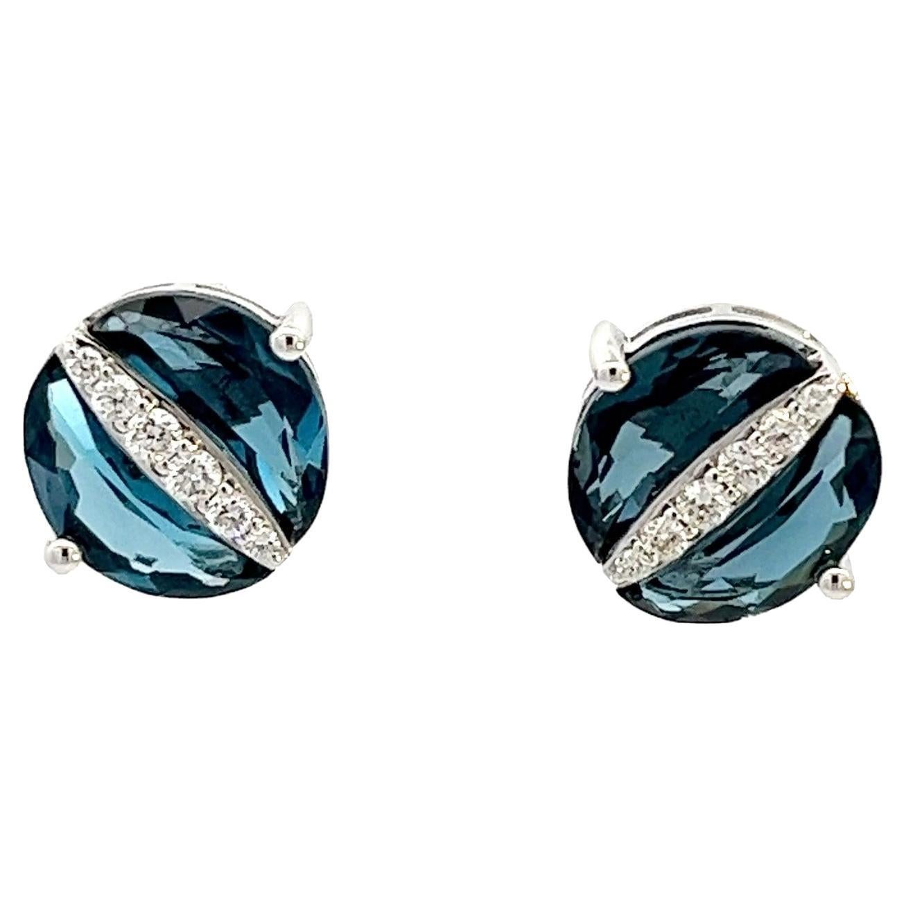 Eternelle Earrings Diamond London Blue Topaz White Gold for Her For Sale