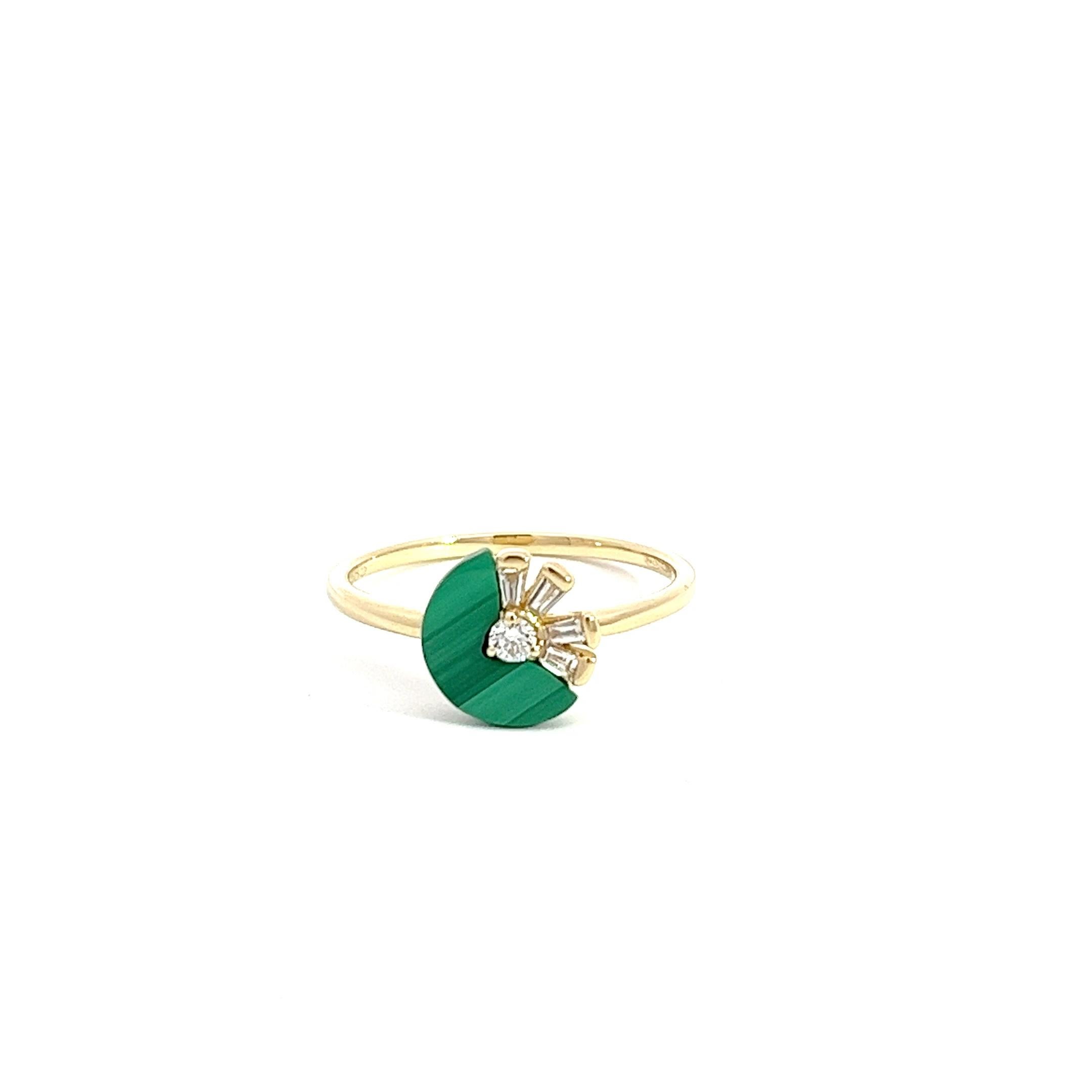 Rose Cut Eternelle Earrings Diamond Malachite Yellow Gold Studs for Her For Sale