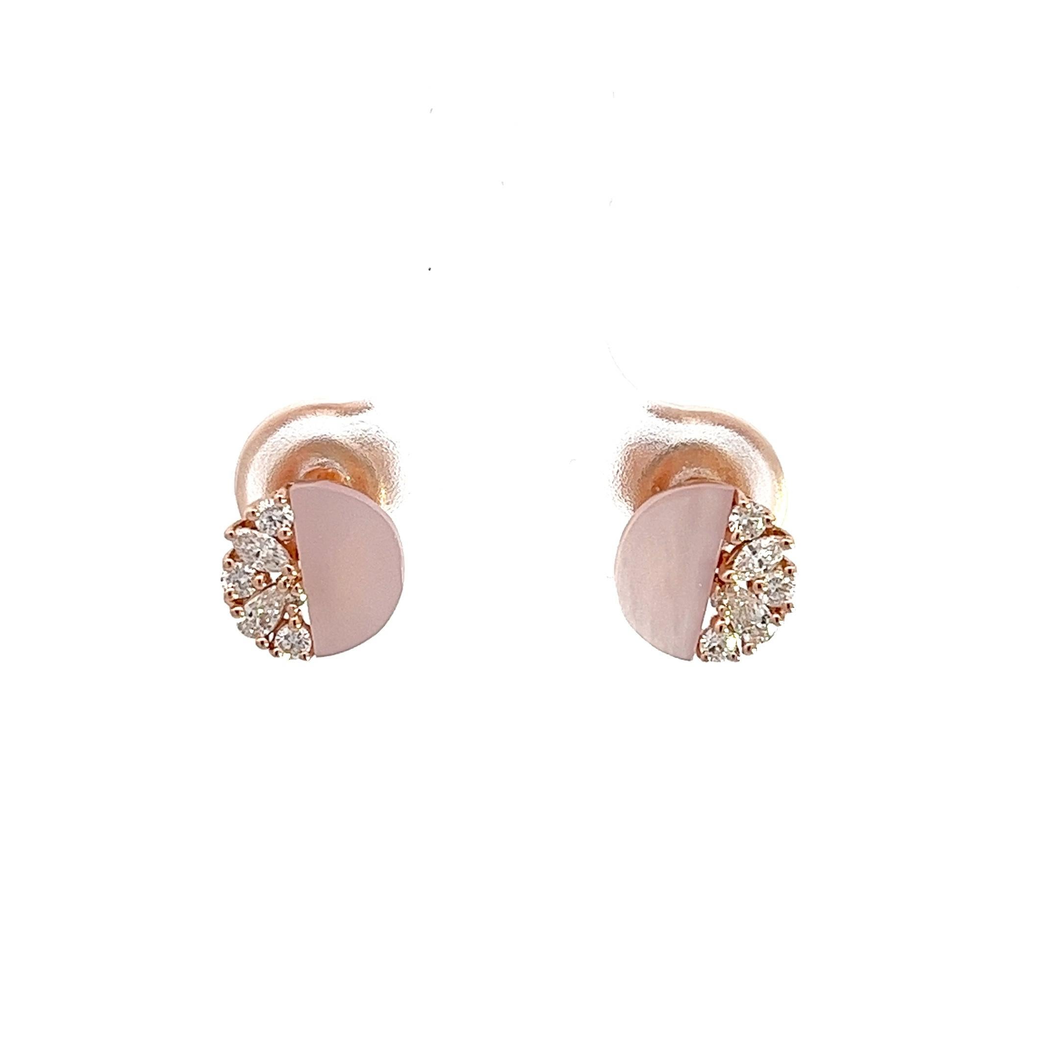 Boucles d'oreilles Eternelle Diamant Nacre Or Rose pour Elle Pour femmes en vente