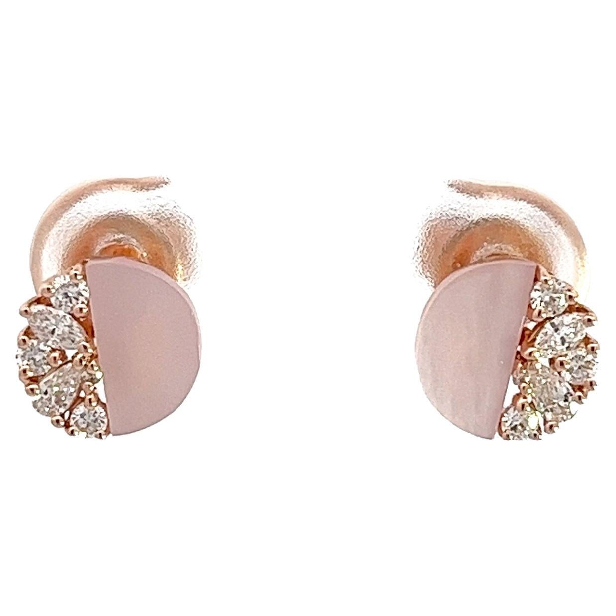 Boucles d'oreilles Eternelle Diamant Nacre Or Rose pour Elle en vente