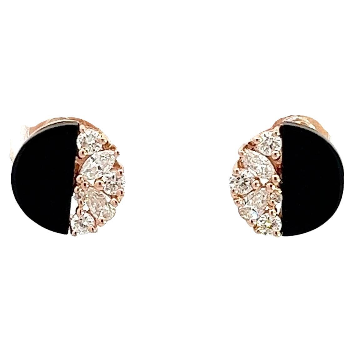 Eternelle Earrings Diamond Onyx Rose Gold for Her For Sale